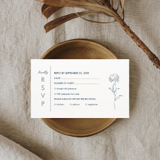 Carte D'accompagnement Mariage floral bleu moderne RSVP