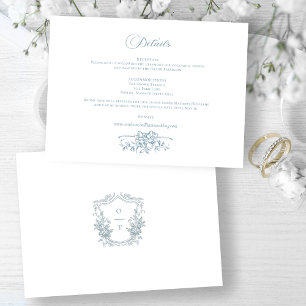 Carte D'accompagnement Mariage Floral Bleu Poussiéreux Romantique en Dess