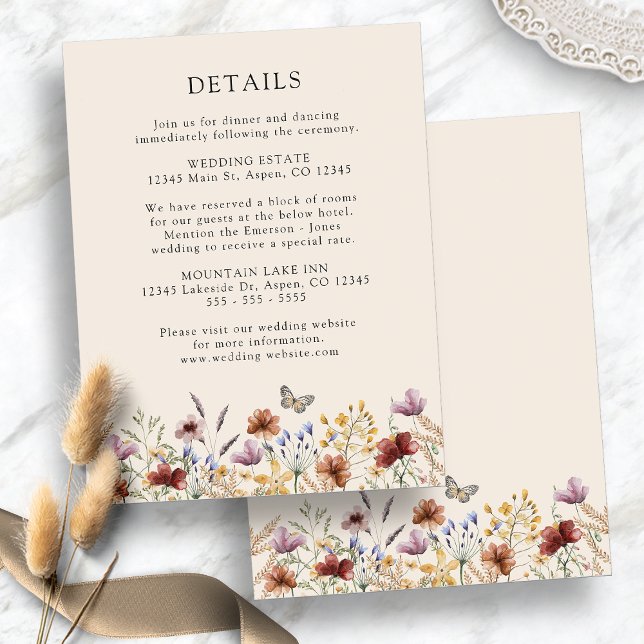 Carte D'accompagnement Mariage Floral Boho  (Boho Floral Wedding Enclosure Card
)