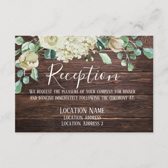Carte D'accompagnement Mariage Floral Bois Rustique Moderne (Devant)