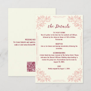Carte D'accompagnement Mariage Floral Botanique Classique de Jardin de Fa