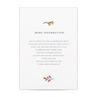 Carte D'accompagnement Mariage floral d'automne