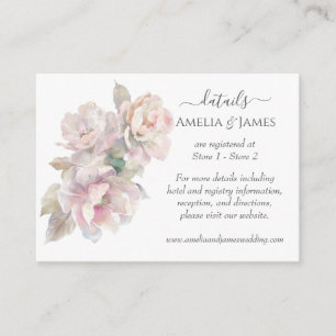 Carte D'accompagnement Mariage floral de pivoine rose romantique