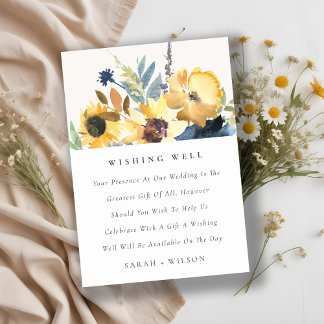 Carte D'accompagnement Mariage floral de tournesol de la Marine Jaune Wis