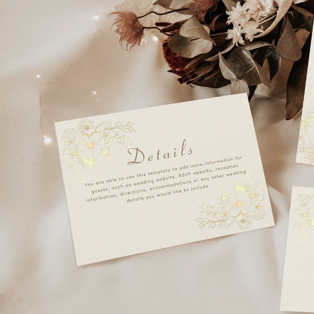 Carte D'accompagnement Mariage Floral Doré Vintage (Créateur téléchargé)