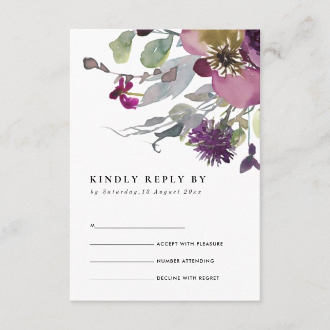 CARTE D'ACCOMPAGNEMENT MARIAGE FLORAL EN COULEUR D'EAU LILAC DOUX RSVP (Devant)