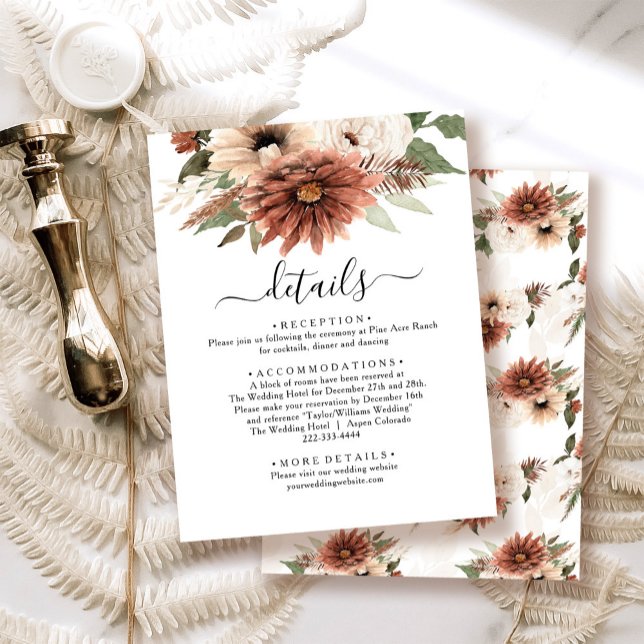 Carte D'accompagnement Mariage floral en terre cuite Boho (Créateur téléchargé)