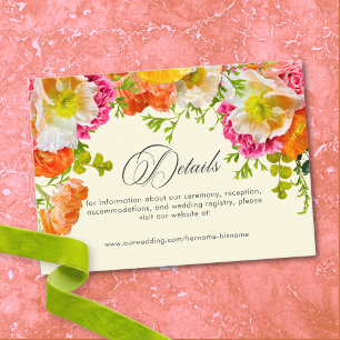 Carte D'accompagnement Mariage Floral Été Vibrant Jaune Orange Rose