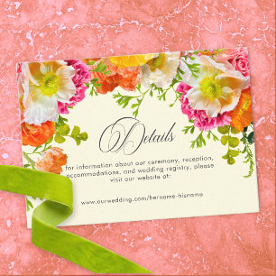 Carte D'accompagnement Mariage Floral Été Vibrant Jaune Orange Rose