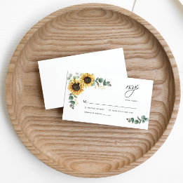 Carte D'accompagnement Mariage floral Eucalyptus tournesol RSVP