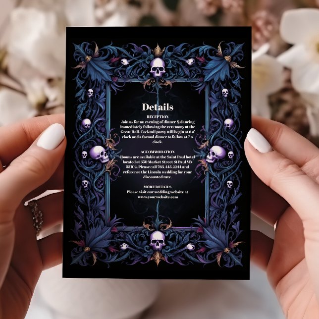 Carte D'accompagnement Mariage Floral Gothique Halloween (Créateur téléchargé)