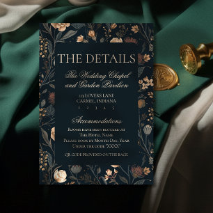 Carte D'accompagnement Mariage Floral Noir Contemporain