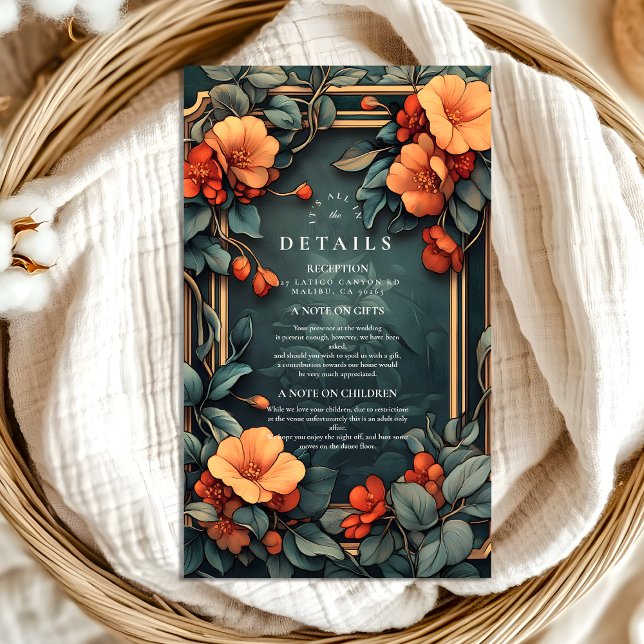 Carte D'accompagnement Mariage floral ornemental Art Nouveau (Créateur téléchargé)