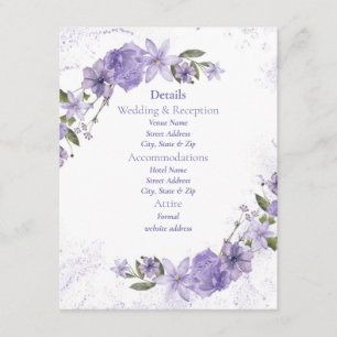 Carte D'accompagnement Mariage floral pourpre