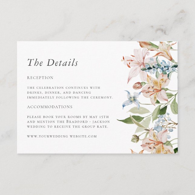 Carte D'accompagnement Mariage Floral Printanier (Devant)