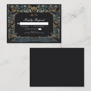 Carte D'accompagnement Mariage floral Raven gothique enchanté RSVP
