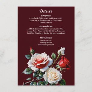 Carte D'accompagnement Mariage floral rose rose foncé