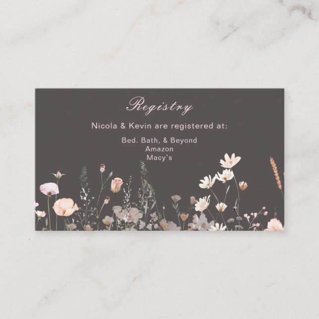 Carte D'accompagnement Mariage floral rose rose rose fleur sauvage (Devant)