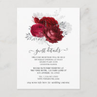 Mariage Floral Rouge et Argent Détails sur l'invit