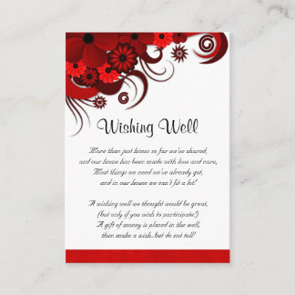 Carte D'accompagnement Mariage floral rouge et blanc qui souhaite bien