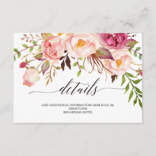Carte D'accompagnement Mariage floral rustique Informations/Détails 2-Sid