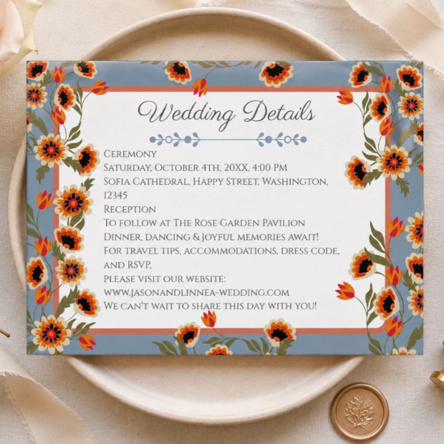Carte D'accompagnement Mariage Floral Rustique Inspiré du Folklore Scandi (Créateur téléchargé)