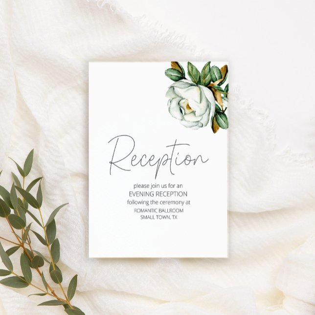 Carte D'accompagnement Mariage floral rustique Magnolia blanc (Créateur téléchargé)