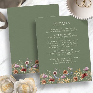 Carte D'accompagnement Mariage floral Sage Boho