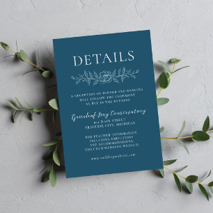 Carte D'accompagnement Mariage Floral Simplicité 1 Bleu Neptune Minimalis