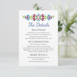 Carte D'accompagnement Mariage Floral Violet Design hongrois