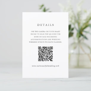 Carte D'accompagnement Mariage Formel Code QR Classique Intemporel