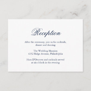 Carte D'accompagnement Mariage Formel Élégant Bleu Marine Traditionnel