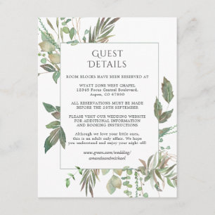 Carte D'accompagnement Mariage géométrique de verdure Détails de l'invité