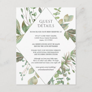 Carte D'accompagnement Mariage géométrique de verdure Détails de l'invité