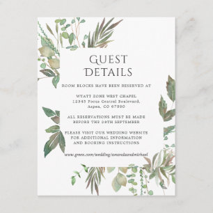 Carte D'accompagnement Mariage géométrique de verdure Détails de l'invité