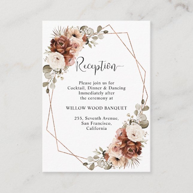 Carte D'accompagnement Mariage géométrique rustique à l'herbe de Pampas e (Devant)