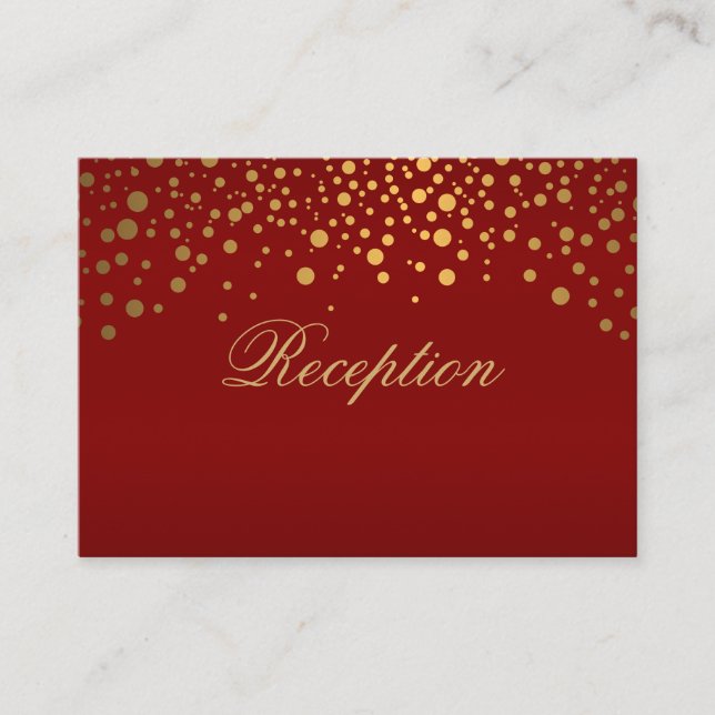 Carte D'accompagnement Mariage Gold Confetti Maroon (Devant)