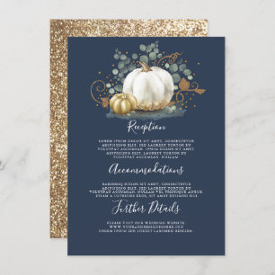 Carte D'accompagnement Mariage Gold et White Citrouille Détails Informati