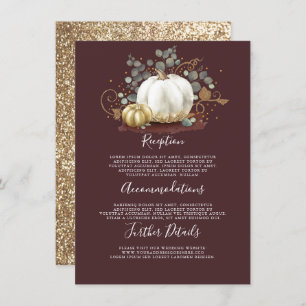 Carte D'accompagnement Mariage Gold et White Citrouille Détails Informati