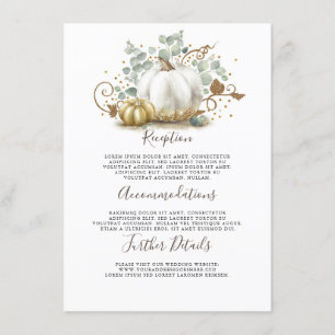 Carte D'accompagnement Mariage Gold et White Citrouille Détails Informati