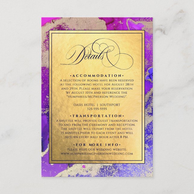 Carte D'accompagnement Mariage Gold Foil (Devant)