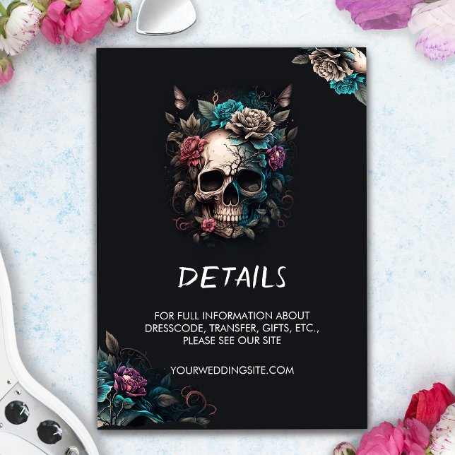 Carte D'accompagnement Mariage gothique du tatouage au crâne (Skull Wedding Invitation With Enclosure Card)