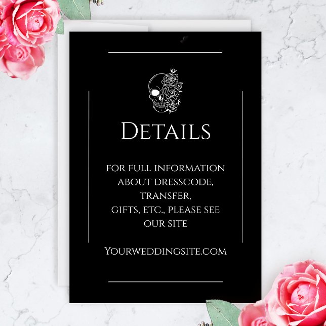 Carte D'accompagnement Mariage gothique élégant de tatouage noir et blanc (Gothic Black And White Enclosure Card)