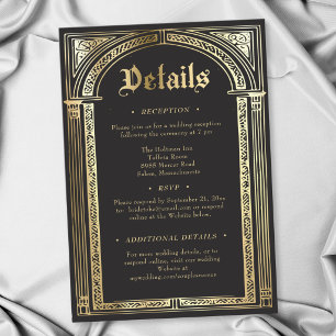 Carte D'accompagnement Mariage gothique noir or médiéval jusqu'à la mort