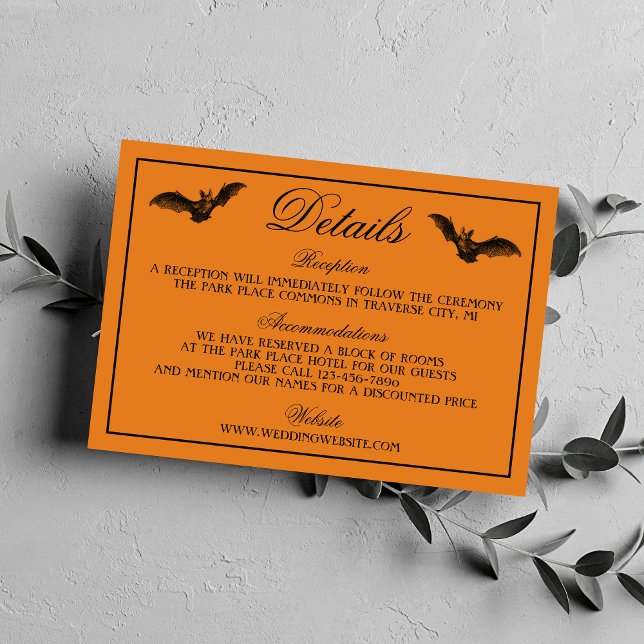 Carte D'accompagnement Mariage gothique noir orange d'Halloween (Créateur téléchargé)