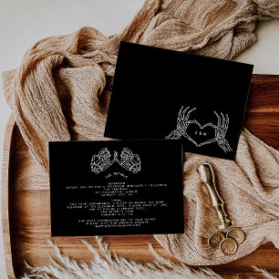 Carte D'accompagnement Mariage Gothique Skeleton Mains Détails du Mariage