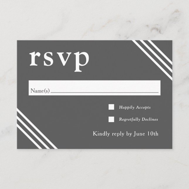 Carte D'accompagnement Mariage gris simple et élégant RSVP (Devant)