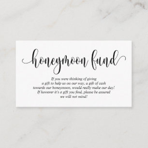 Carte D'accompagnement Mariage Honeymoon Fund et le souhait, Script moder
