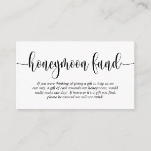 Carte D'accompagnement Mariage Honeymoon Fund et le souhait, Script moder