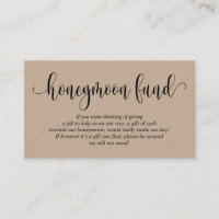 Mariage Honeymoon Fund et Wish, Rustic Kraft
